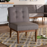 Baxton Studio BBT8051-Grey-CC Arvid Mid-Century Modern Gray Fabric Upholstered Wood Dining Chair